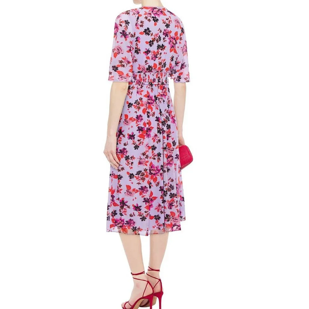 NWT Diane von Furstenberg Flutter Sleeve Dress– Floral Midi for Wedding / Brunch - Picture 7 of 11